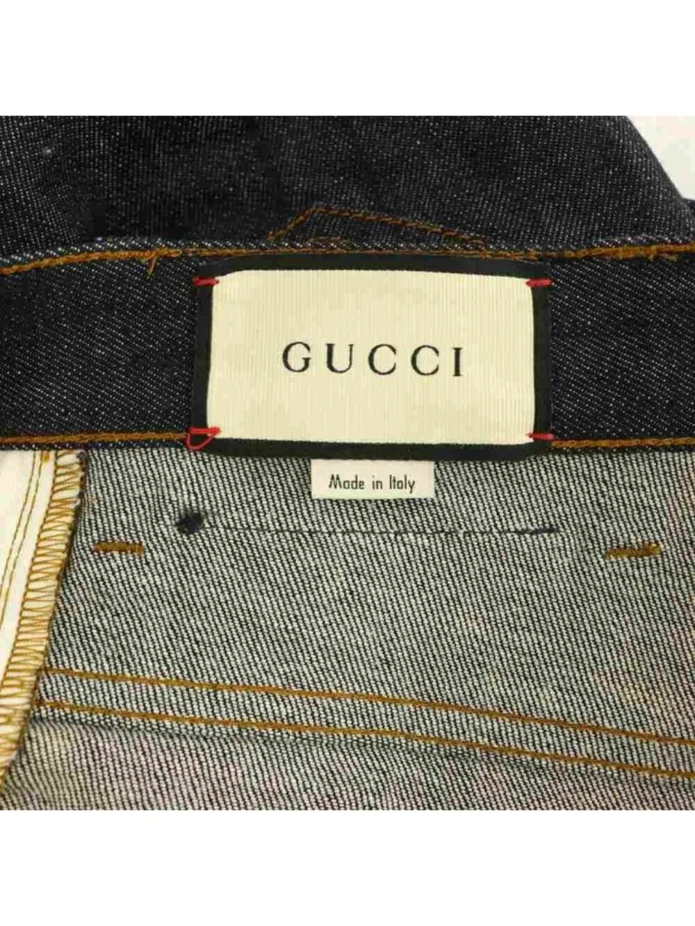 Gucci Logo Patch Straight Denim Pants Jeans 32 Navy